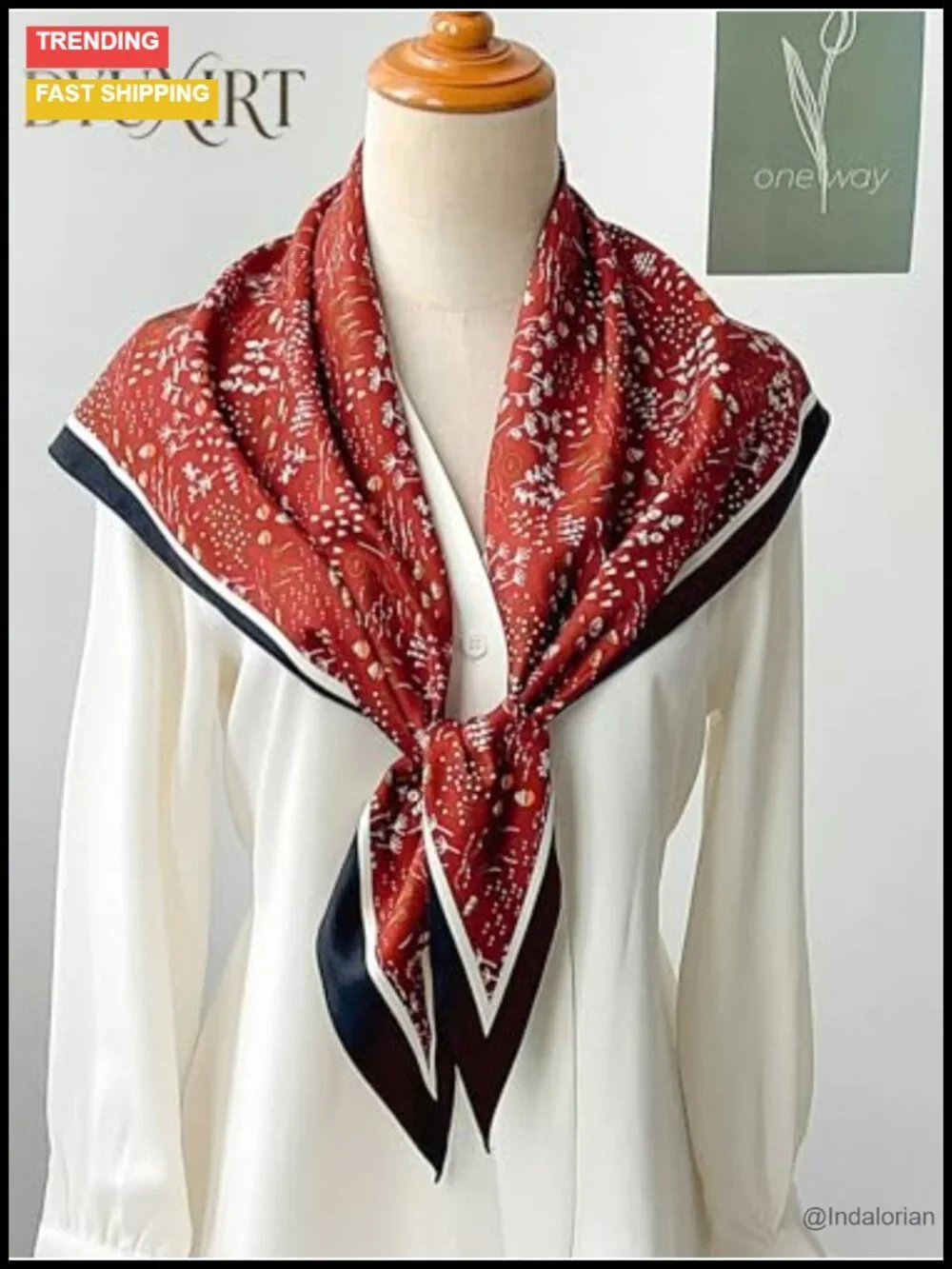 Triangle Fashion Shawl Scarf Lightweight Polyester Satin Lady Wrap